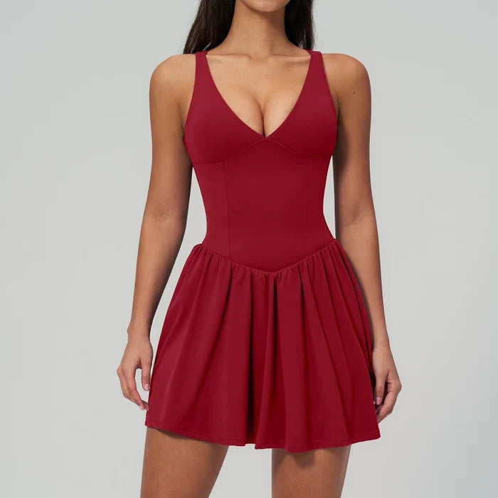 SPARK Women's Deep V Neck Yoga Fitness Tennis Dress ZC9582