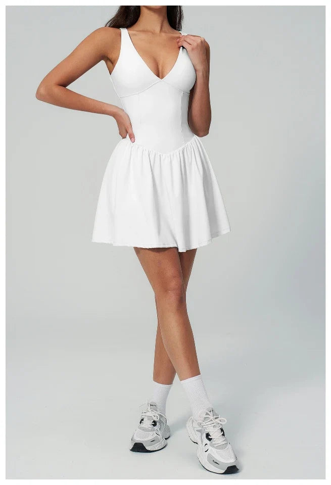 SPARK Women's Deep V Neck Yoga Fitness Tennis Dress ZC9582