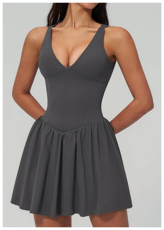 SPARK Women's Deep V Neck Yoga Fitness Tennis Dress ZC9582