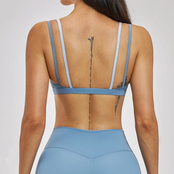SPARK Women's Double-layer Fake Two-piece Color-Blocking Yoga Bra ZC6116