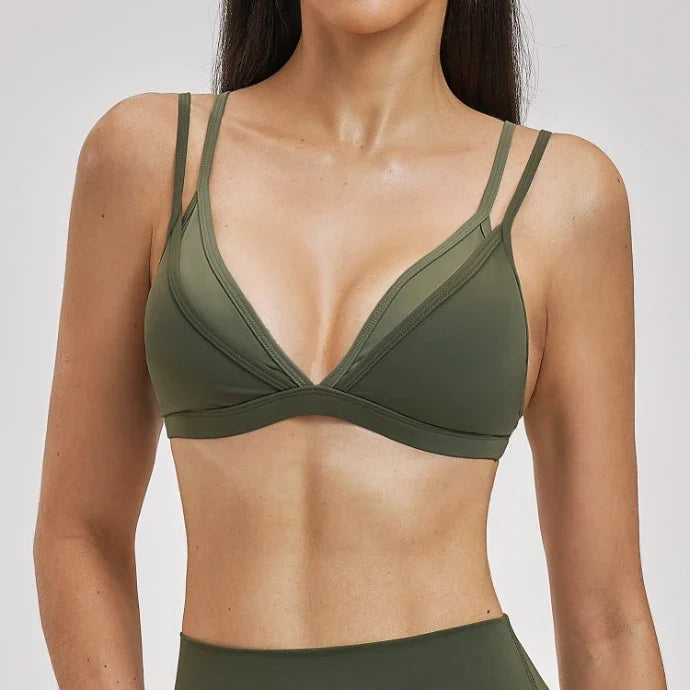 SPARK Women's Double-layer Fake Two-piece Color-Blocking Yoga Bra ZC6116