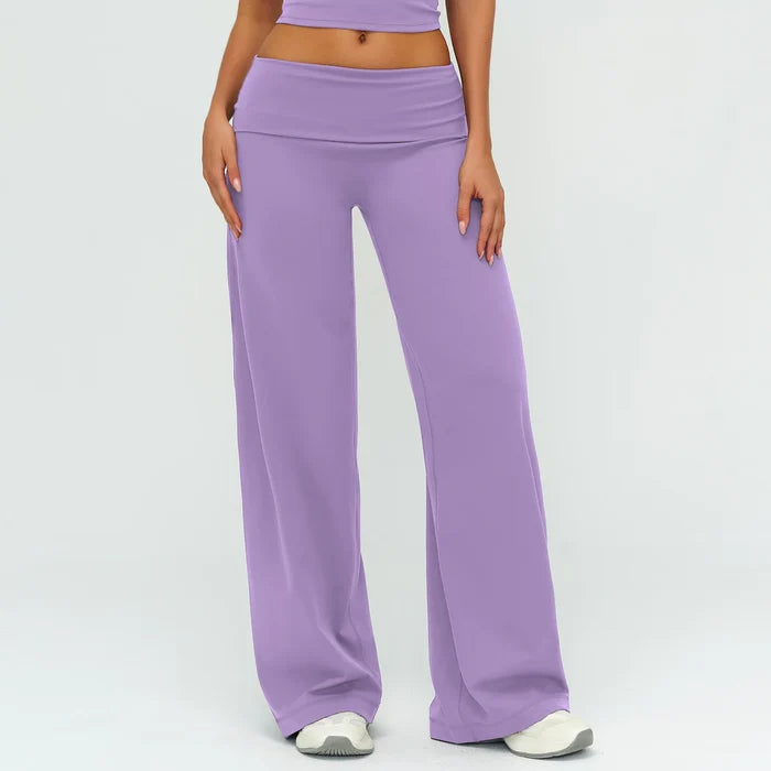 SPARK Women's Folded Waist Yoga Wide Leg Pants ZC5529