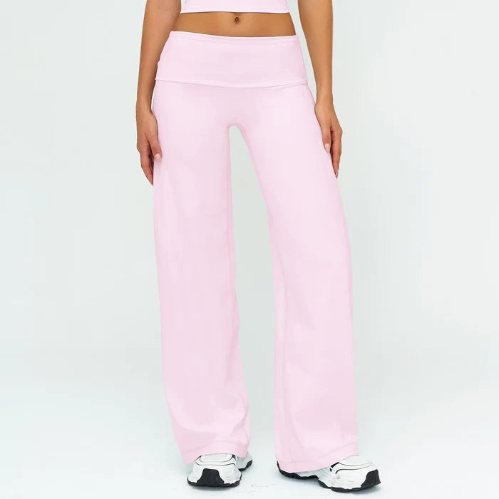 SPARK Women's Folded Waist Yoga Wide Leg Pants ZC5529