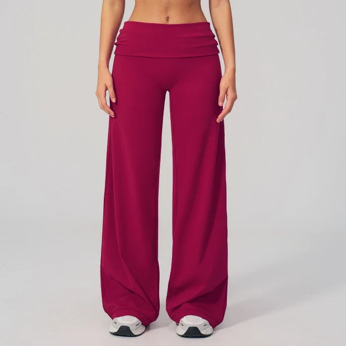 SPARK Women's Folded Waist Yoga Wide Leg Pants ZC5529