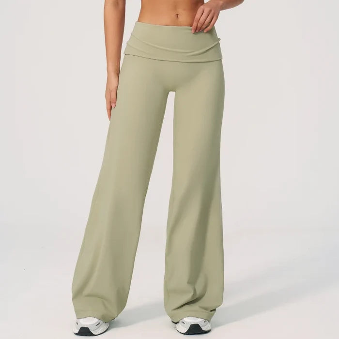 SPARK Women's Folded Waist Yoga Wide Leg Pants ZC5529