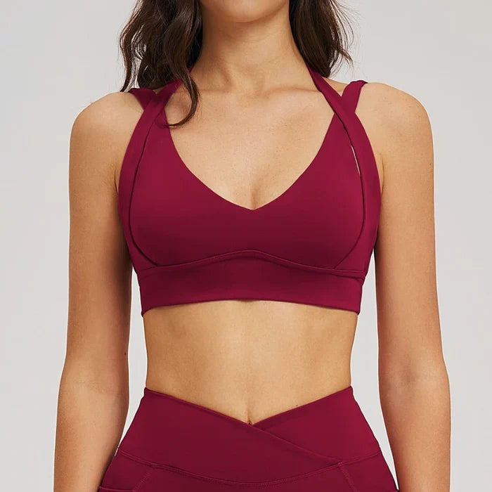 SPARK Women's Halter Neck Double Shoulder Straps Yoga Bra ZC2539