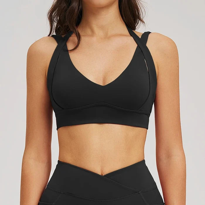 SPARK Women's Halter Neck Double Shoulder Straps Yoga Bra ZC2539