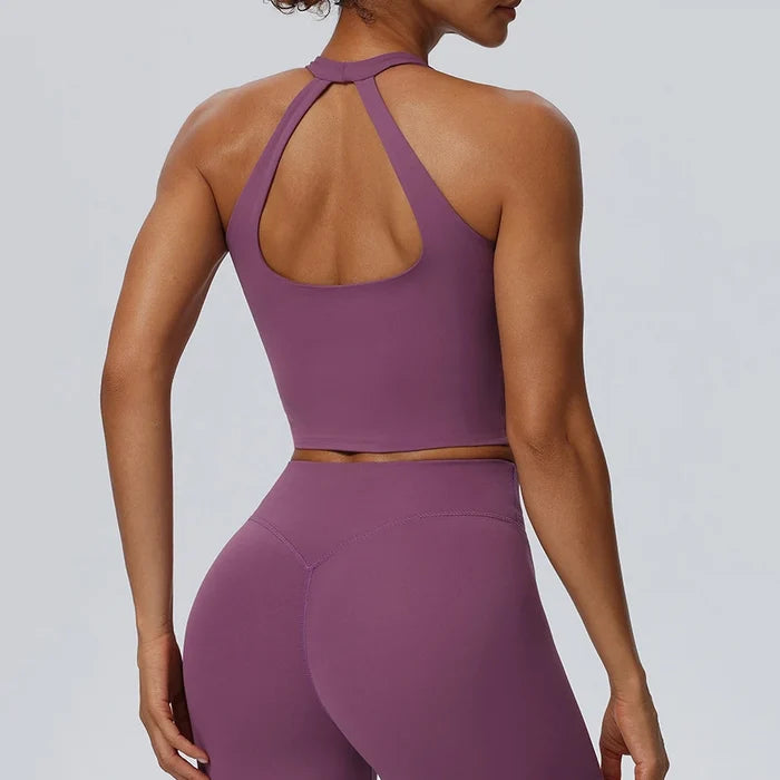 SPARK Women's Halter Neck Yoga Tank Top Open Back YEL62125