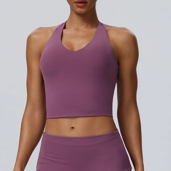 SPARK Women's Halter Neck Yoga Tank Top Open Back YEL62125