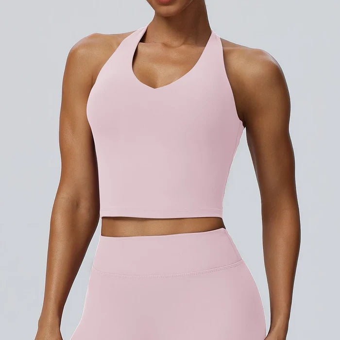 SPARK Women's Halter Neck Yoga Tank Top Open Back YEL62125