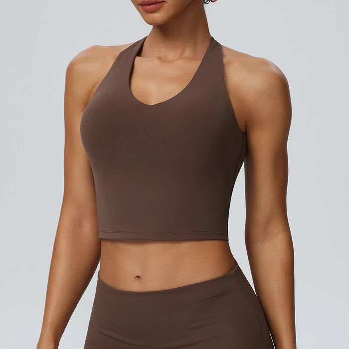 SPARK Women's Halter Neck Yoga Tank Top Open Back YEL62125