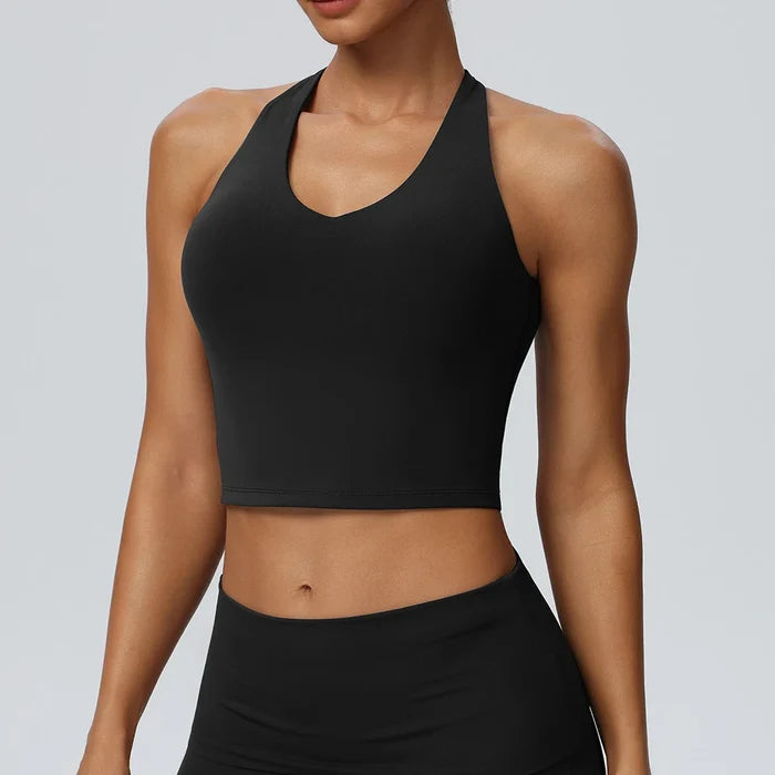 SPARK Women's Halter Neck Yoga Tank Top Open Back YEL62125
