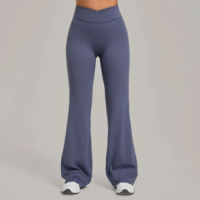SPARK Women's High Waist Crossover Flare Yoga Pants QS9089