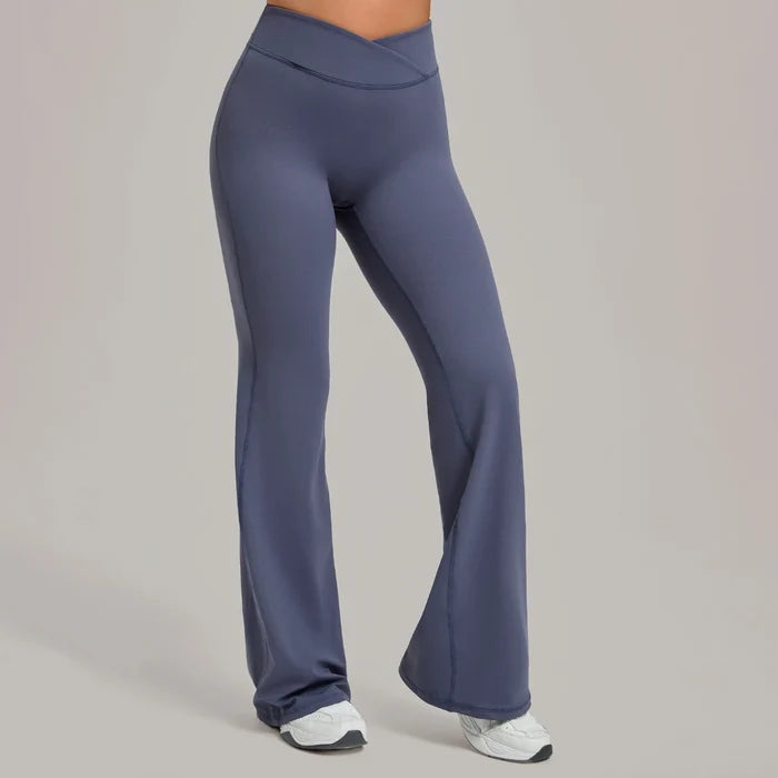 SPARK Women's High Waist Crossover Flare Yoga Pants QS9089