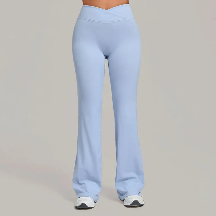 SPARK Women's High Waist Crossover Flare Yoga Pants QS9089