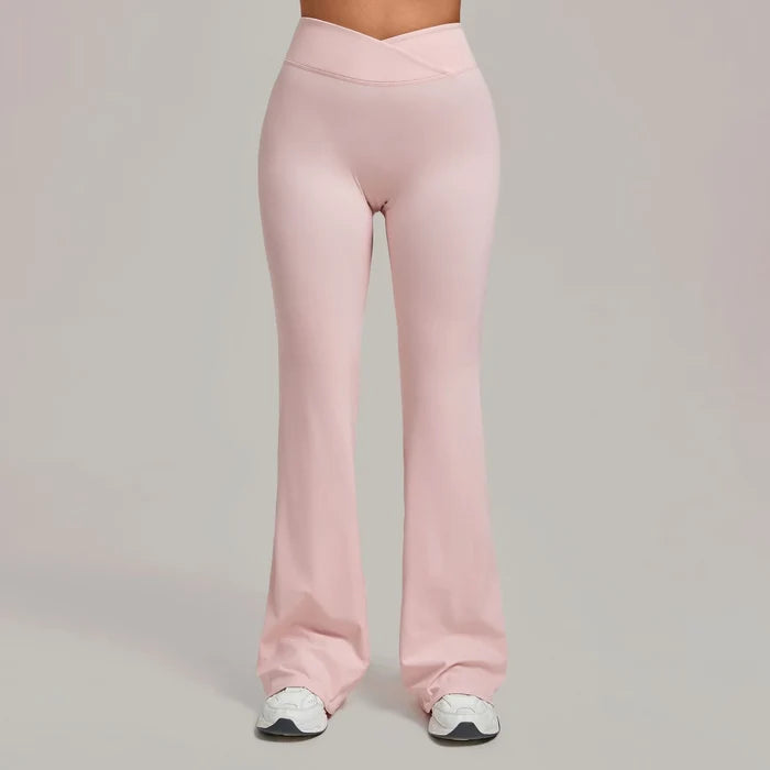 SPARK Women's High Waist Crossover Flare Yoga Pants QS9089