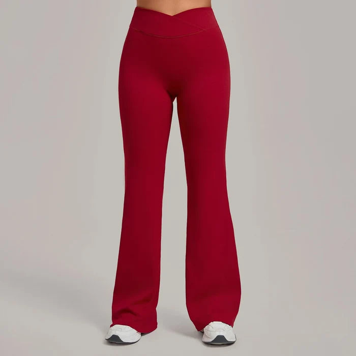 SPARK Women's High Waist Crossover Flare Yoga Pants QS9089