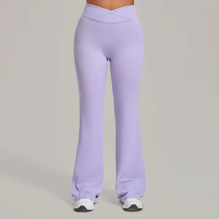 SPARK Women's High Waist Crossover Flare Yoga Pants QS9089