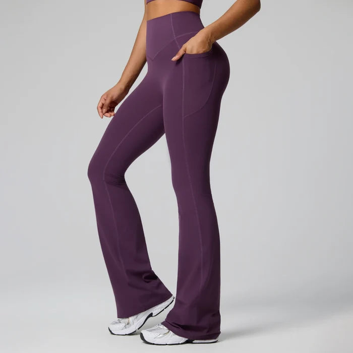 SPARK Women's High Waist Shaping Yoga Flare Pants with Pocket FYD248