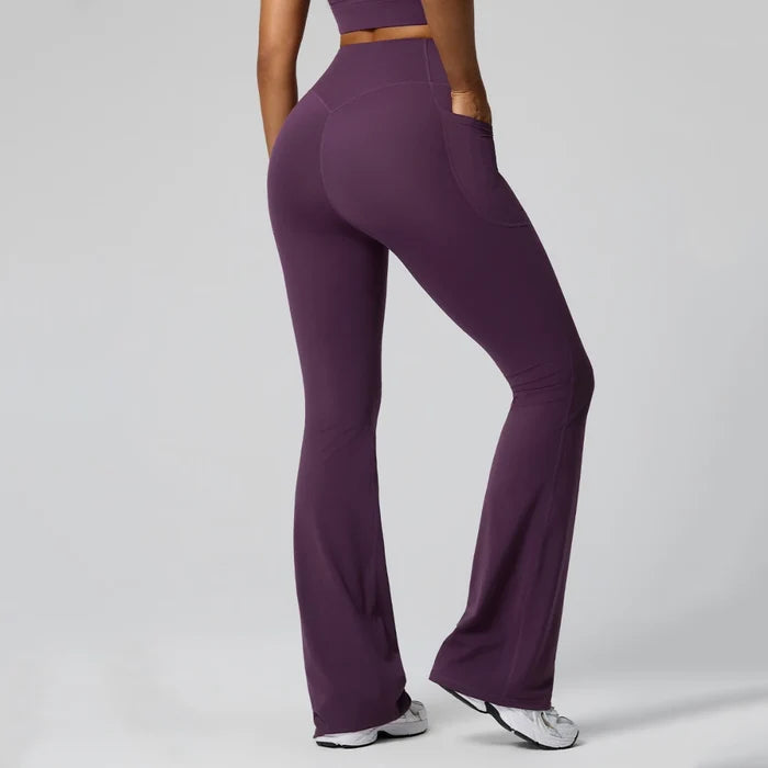 SPARK Women's High Waist Shaping Yoga Flare Pants with Pocket FYD248