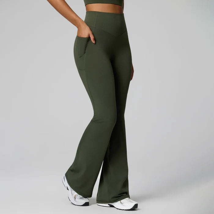 SPARK Women's High Waist Shaping Yoga Flare Pants with Pocket FYD248