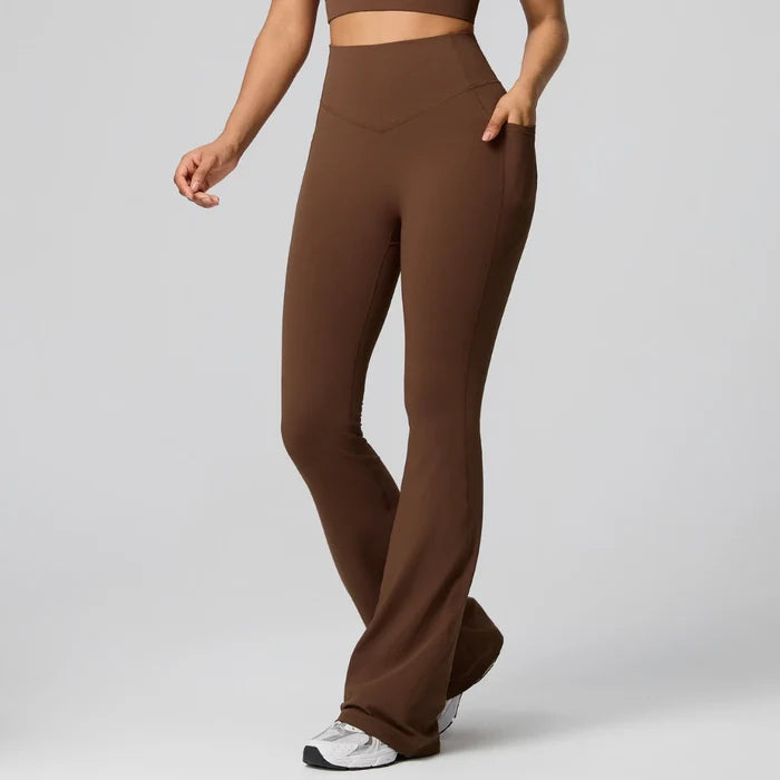 SPARK Women's High Waist Shaping Yoga Flare Pants with Pocket FYD248