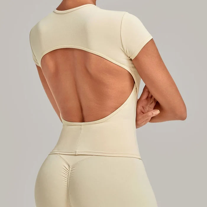 SPARK Women's Hollow Back Quick Dry Yoga Short-Sleeve TF3098