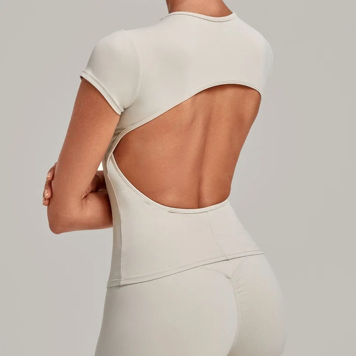 SPARK Women's Hollow Back Quick Dry Yoga Short-Sleeve TF3098