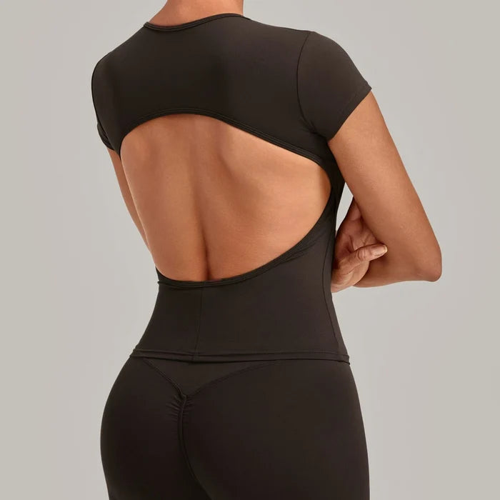 SPARK Women's Hollow Back Quick Dry Yoga Short-Sleeve TF3098