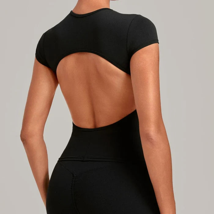 SPARK Women's Hollow Back Quick Dry Yoga Short-Sleeve TF3098
