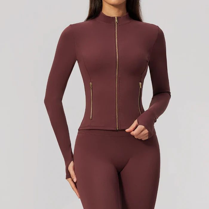 SPARK Women's New Slim-Fit Brushed Stretch Zip-Up Yoga Jacket ZC5529