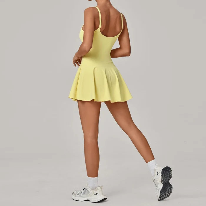 SPARK Women's Padded Yoga Golf Tennis Dress with Built-in Shorts TF12733
