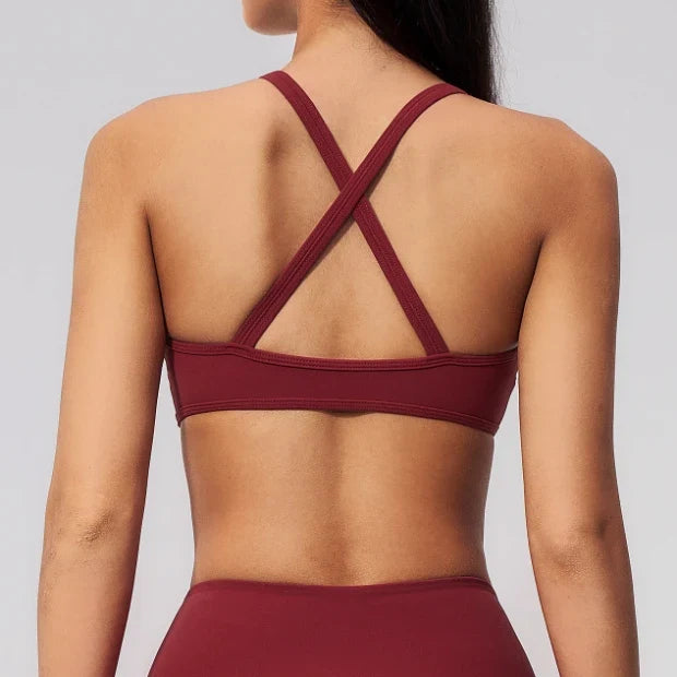 SPARK Women's Shockproof U-Neck Cross Back Yoga Sports Bra ZC5560