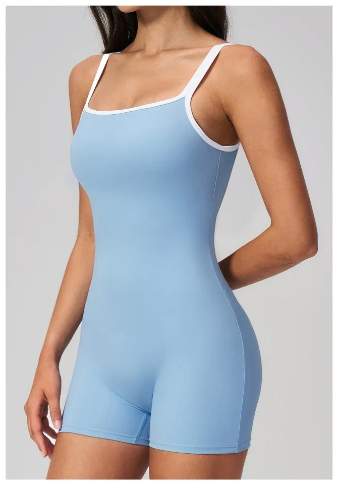 SPARK Women's Square Neck Backless Yoga Fitness Bodysuit ZC2134-2