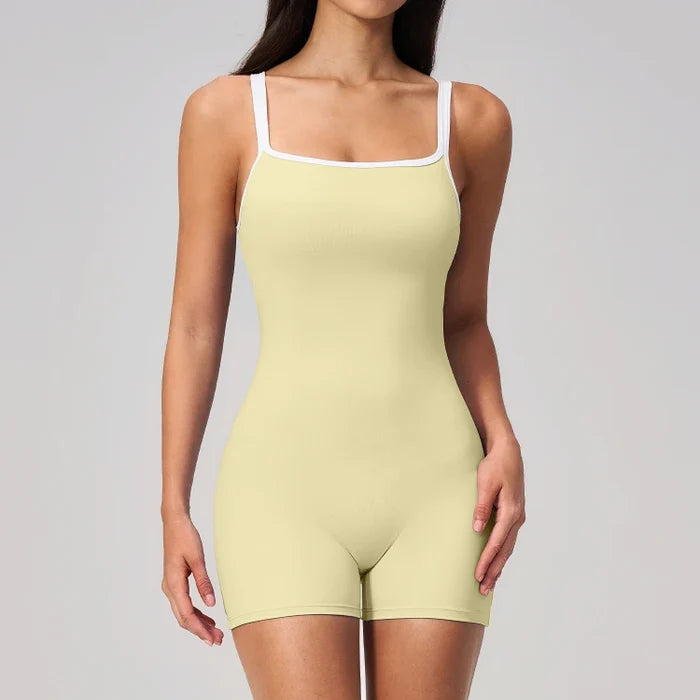 SPARK Women's Square Neck Backless Yoga Fitness Bodysuit ZC2134-2