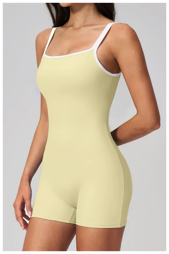 SPARK Women's Square Neck Backless Yoga Fitness Bodysuit ZC2134-2