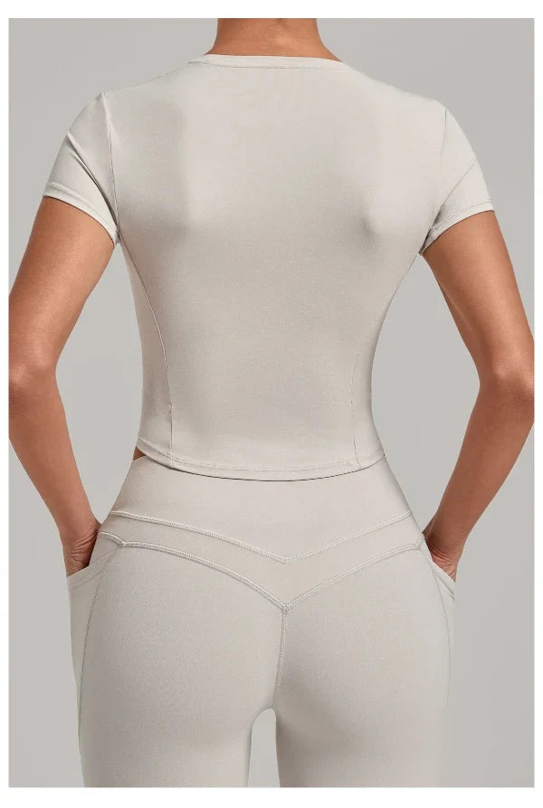 SPARK Women's Summer Fitted Short-Sleeve Yoga T-Shirt QS1369