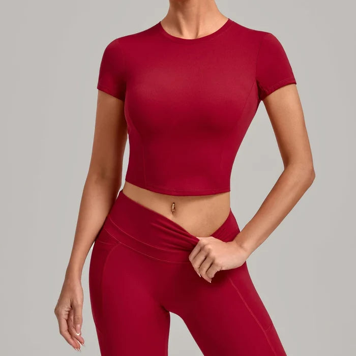 SPARK Women's Summer Fitted Short-Sleeve Yoga T-Shirt QS1369
