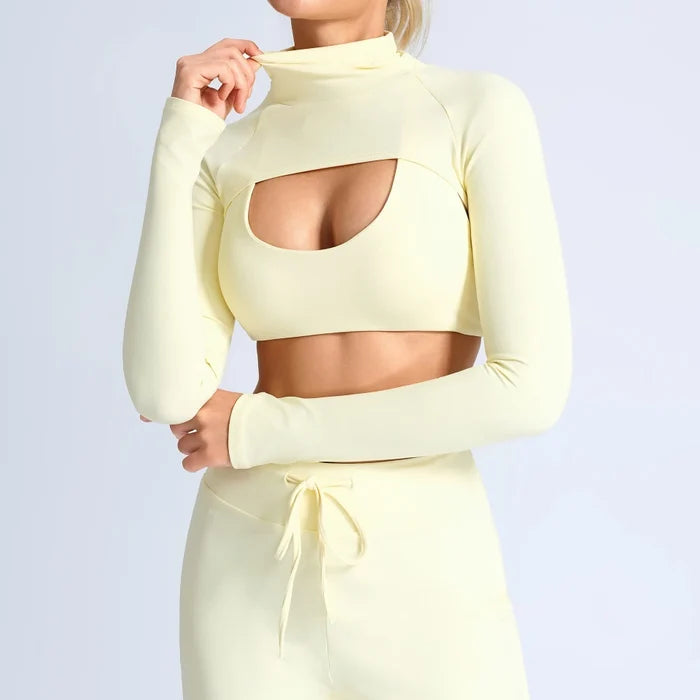SPARK Women's Summer Hollow Out Yoga Cropped Smock Top CY3515