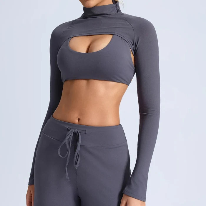 SPARK Women's Summer Hollow Out Yoga Cropped Smock Top CY3515