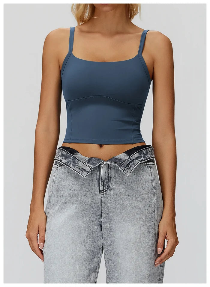 Women's tank top for yoga and running in blue