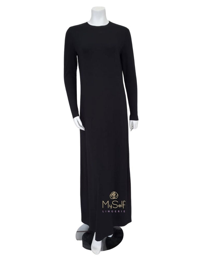 Sparrow S6028 Black 3/4 Sleeve 57" Maxi Shell Dress myselflingerie.com