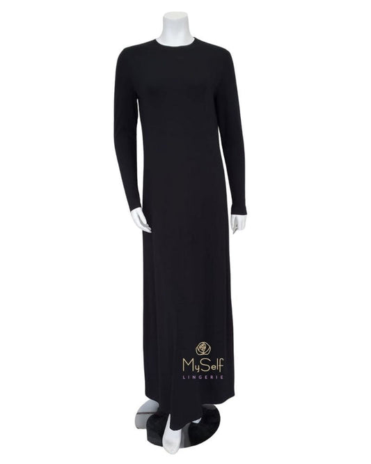 Sparrow S6028 Black 3/4 Sleeve 57" Maxi Shell Dress myselflingerie.com