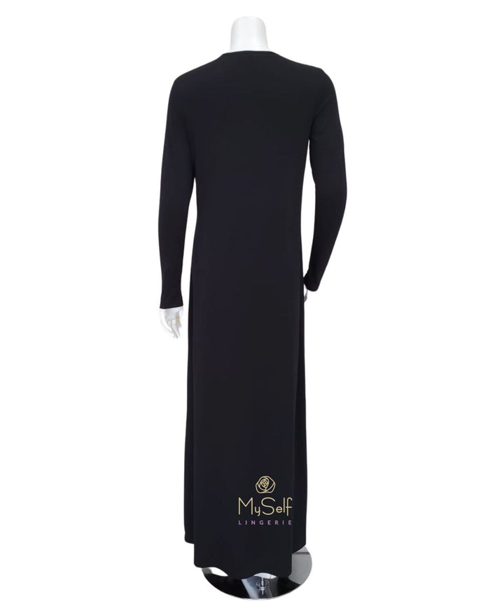 Sparrow S6028 Black 3/4 Sleeve 57" Maxi Shell Dress myselflingerie.com