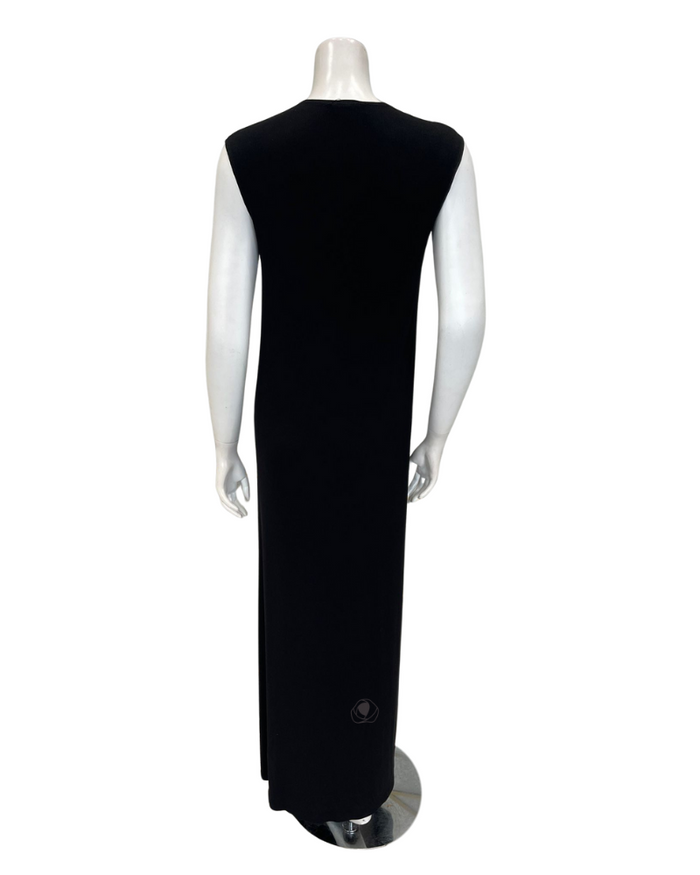 Sparrow Black Ribbed Sleeveless 57" Maxi Shell Dress