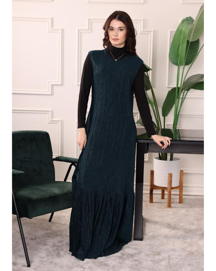 Sparrow Black Ribbed Turtleneck 57" Maxi Shell Dress