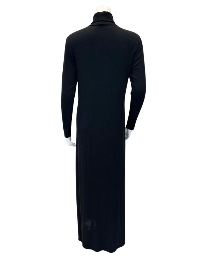 Sparrow S6954 Black Ribbed Turtleneck 57" Maxi Shell Dress myselflingerie.com