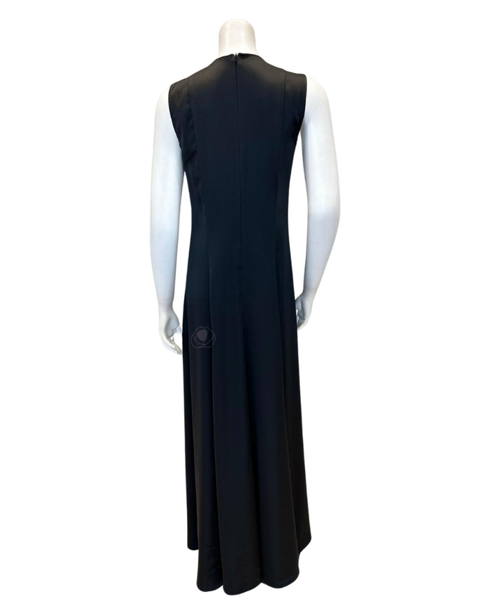 Sparrow S6858 Black Satin Sleeveless 57" Maxi Shell Dress myselflingerie.com