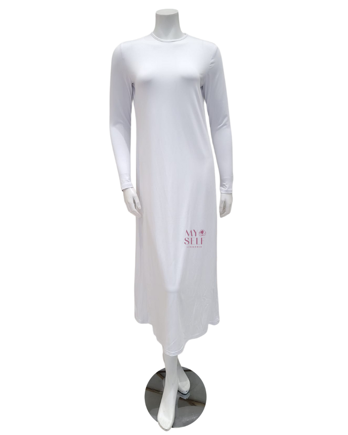 Sparrow S6028 White Long Sleeve 50" Midi Shell Dress myselflingerie.com