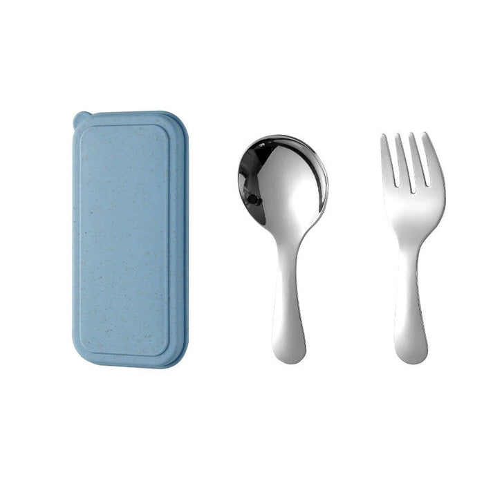 Blue storage box with silver cutlery
